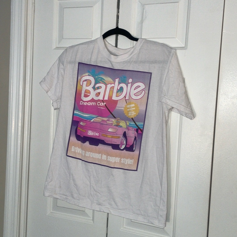 White Barbie Dream Car Graphic Tee